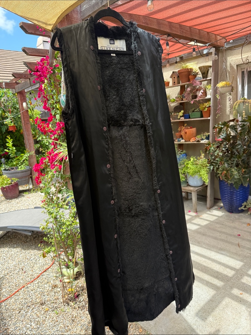 Givenchy Long Black Faux Fur Lined Vest Insert